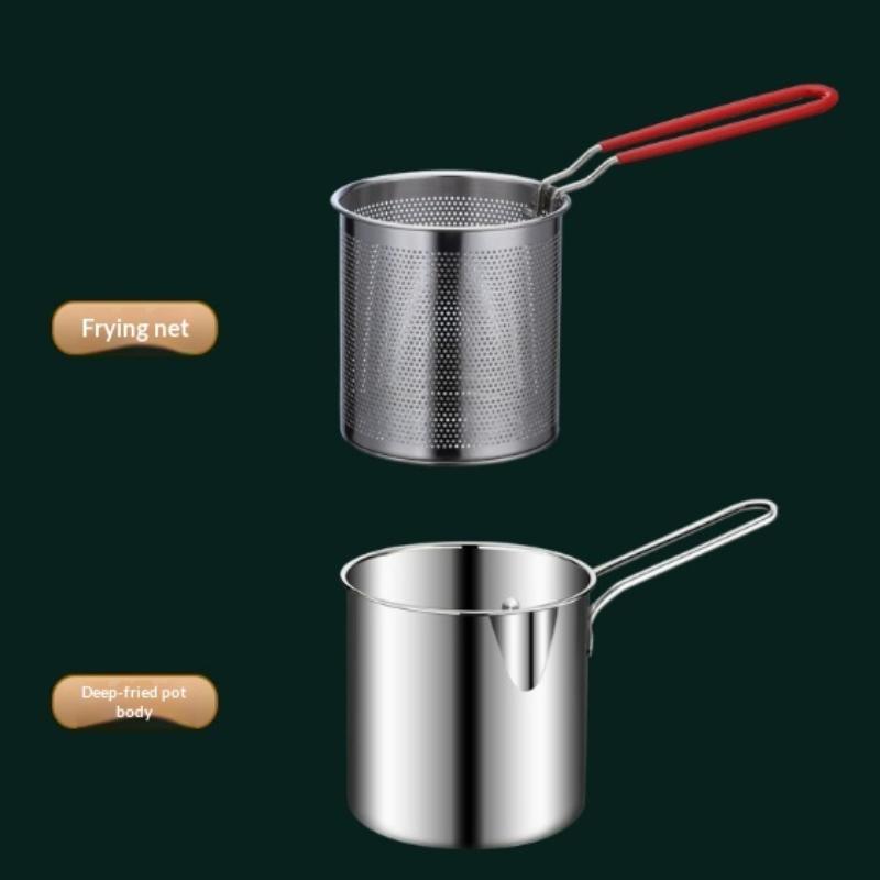 Deep Fryer Stainless - 304 roestvrijstalen friteusepan universeel met zeef,