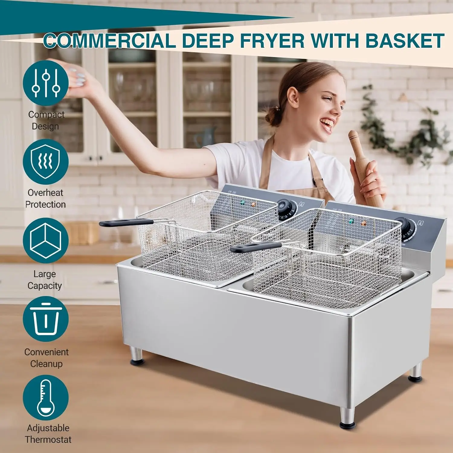 23,2 liter commerciële elektri - Deep Fryer Stainless recensie en prijs